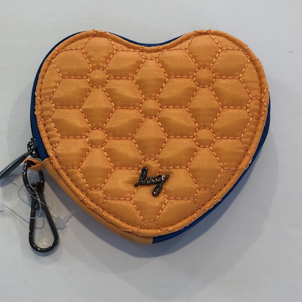 Lug Heart Pouch Orange Heart-Shaped Quilted Coin Purse - Picture 2 of 5
